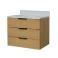 thumbnail image 4 of Oslo 30" Floating Wall Mounted Bathroom Vanity with Blonde Veneer Cabinet and Matte White Top, 4 of 6