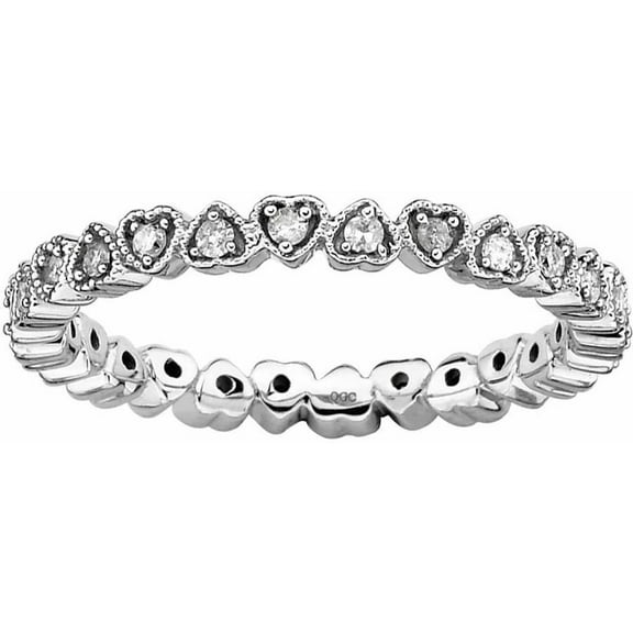 Sterling Silver Diamond Heart Ring