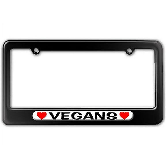 Vegans Love with Hearts License Plate Frame