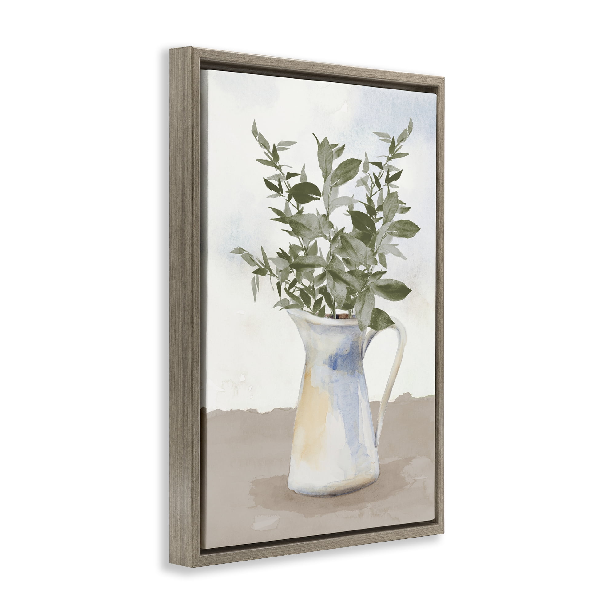 Stupell Industries Eucalyptus Botanicals Vase Brown Framed Floater Canvas Wall Art, design by Lanie Loreth