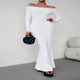 thumbnail image 3 of Gibobby Vestidos de sueter otoño invierno casual cómodo color sólido elegante delgado un hombro vestido(Blanco,M), 3 of 4