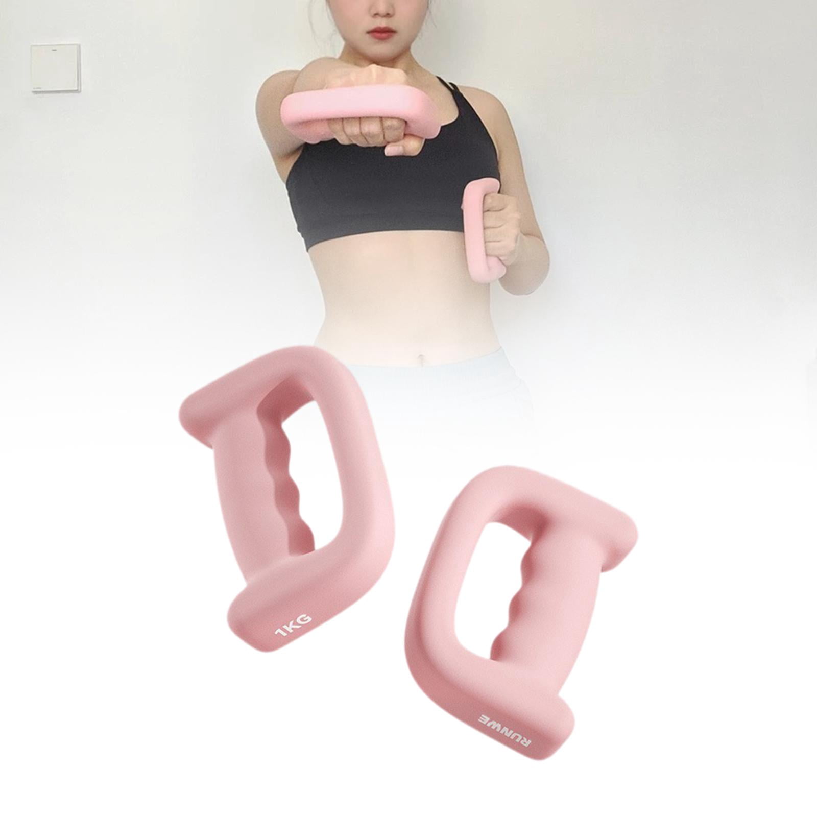 Luwecf 2 Pieces Boxing Dumbbell Handheld Weight 1kg Multifunction Anti Slip Hand Weight Pink