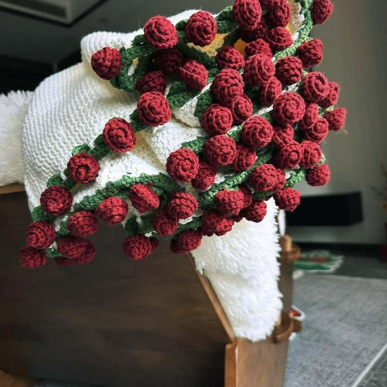 Kit Lavoro A Maglia Bouquet Blanket - Coperta All'Uncinetto Con Rose, Kit Per Principianti, Tonalità Pastello
