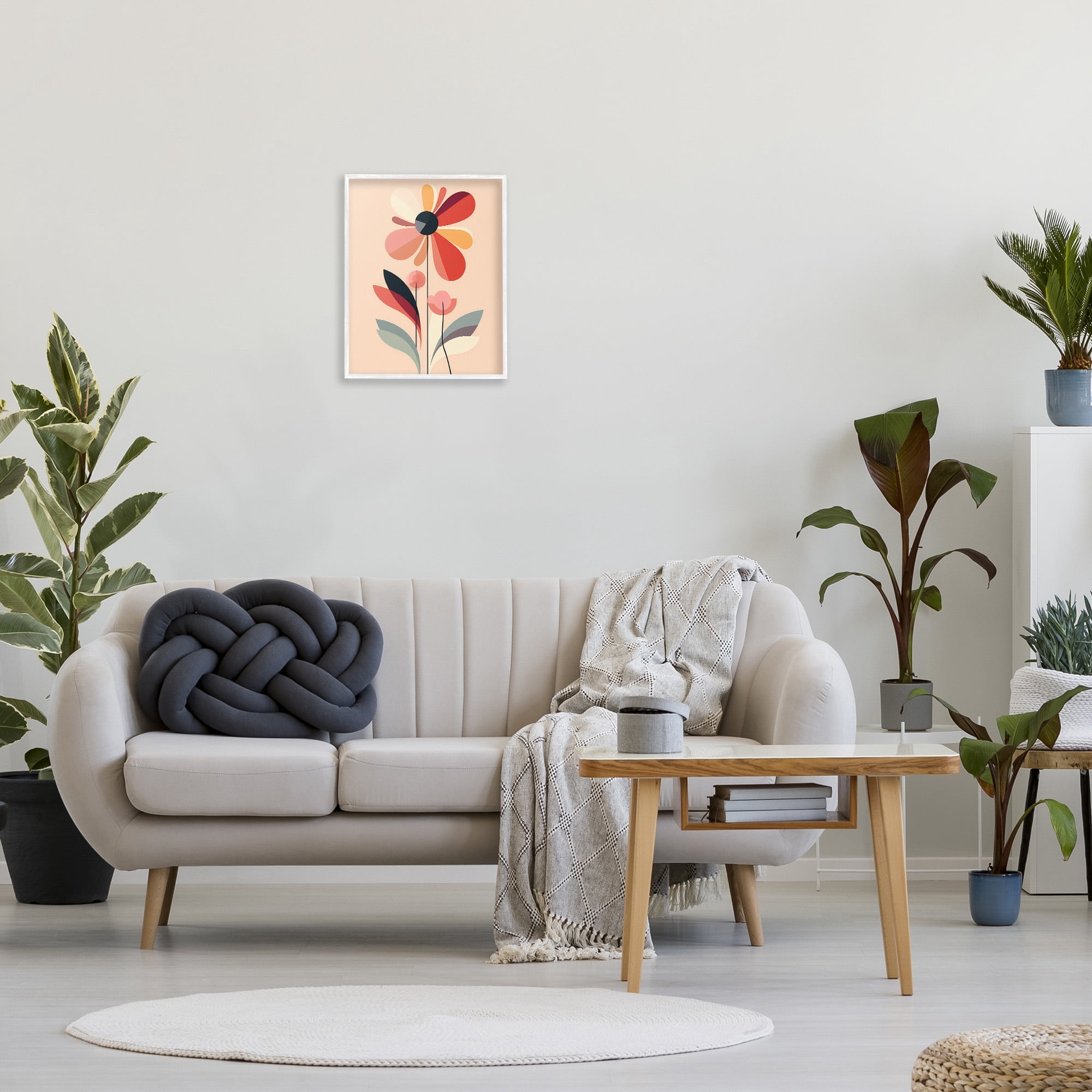Stupell Industries Retro Abstract Bloom Botanical & Floral Painting White Framed Art Print Wall Art, 16 x 20