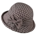 thumbnail image 2 of Only Moment Brown Winter Wool Dress Beret Hat Tweed 1926S Church Hat Winter Fall Solid Bucket Caps for Woman Vintage Felt Cloche Hat M, 2 of 7