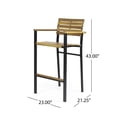 thumbnail image 6 of Darryn Modern Industrial Acacia Wood Barstool , Set of 4, Teak and Black, 6 of 7