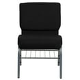 thumbnail image 3 of HERCULES Series 21''W Church Chair in Black Fabric with Book Rack - Silver Vein Frame, 3 of 9