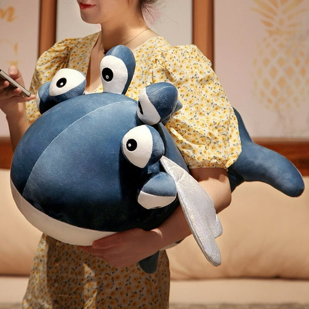 Creative Six Eyes Flying Fish Plush Doll Kawaii Funny Monster Sea Animal Soft Blue Whale Pillow Stuffed Toys Kids Birthday Gifts zhangmengya LED