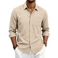 thumbnail image 2 of Satingcolo Mens Shirts Long Sleeve Casual Button Down Shirt Untucked Business Dress Shirts For Fall Fashion,Khaki L, 2 of 9