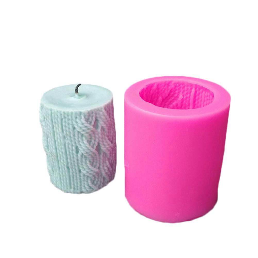 3D Knitting Wool Cylinder Silicone Candle Silicone Mould Lines Cylinder Shape DIY Candle Mold Craft Tools 
