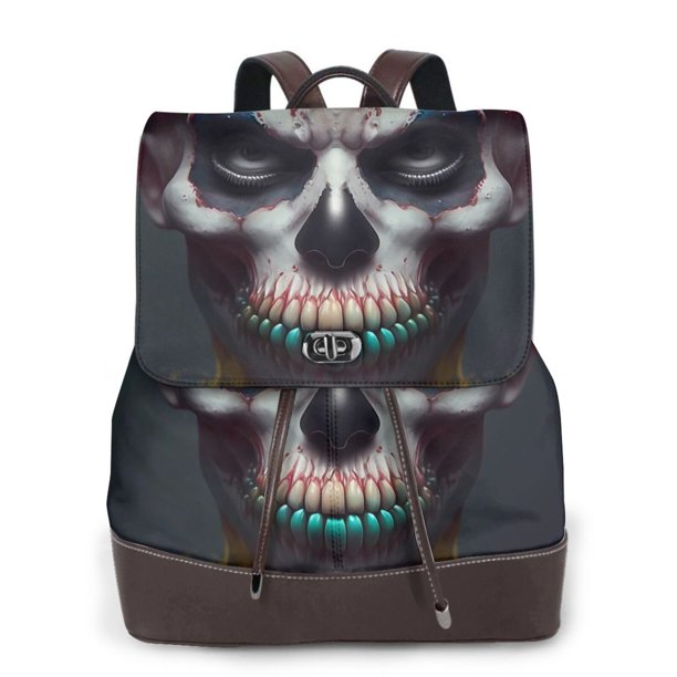Disketp Modern Abstract Colorful Skull C Mochila de Cuero para Mujer, Bolso de Espalda Antirrobo con Estilo para Viaje, Trabajo y Uso Diario