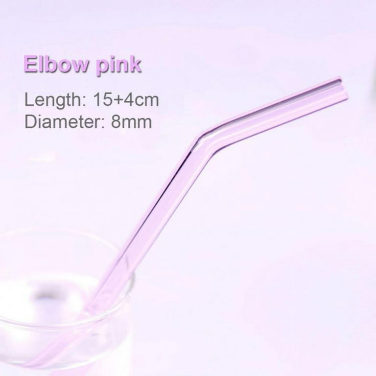 Feiona Glass Straws Drinking Reusable,Heat High Temperature Resistant Glass  Elbow Straw,8mm18cm 