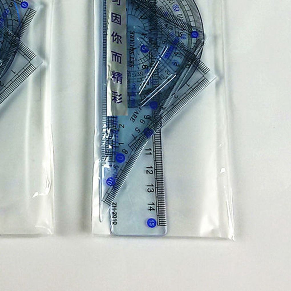 5 PCS Metal Geometry Set With Protractor And Triangle Rulers, 8 & 6 Inch Aluminum Alloy Math Drafting Ruler Straight Measuring Tool For School And Office, Metric And Imperial Black - View #13