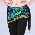 thumbnail image 2 of ZToonmas Women's Sparkly Sequin Belly Dance Hip Scarf Tie-on Skirt with Dangling Coins for Stage Performance, 2 of 3