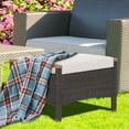 thumbnail image 3 of Gymax 2PCS Patio Ottomans Wooden Handles Rattan Knitting Foot Pedal Off White, 3 of 9