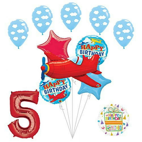 Airplane 5th Birthday Party Supplies Vintage Plane Balloon Bouquet Decorations
