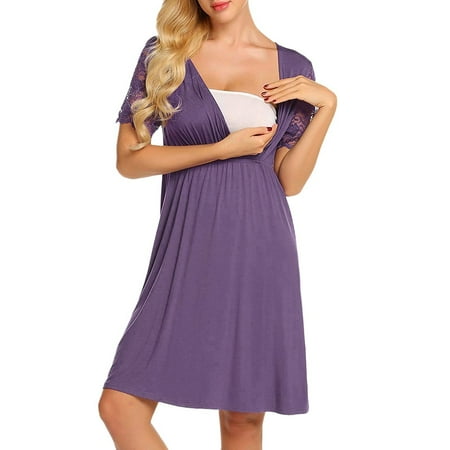 

Simplmasygenix Women s Maternity Short Sleeve Dresses Summer Clearance Clothing Pregnant Womens Nursing Nightgown Pregnancy Dress Lace Splice Dress