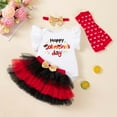 thumbnail image 4 of SonxaHe Girls Outfits Valentine's Day Ruffle Sleeve Bodysuit Tutu Skirt Headband Socks Baby Stylish Outfit Set,4-Piece Red,Size 1-3 M, 4 of 4