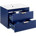 thumbnail image 5 of 24" Floating Wall Mounted bathroom vanity with white ceramic sink and drawer storage,Blue, 5 of 16