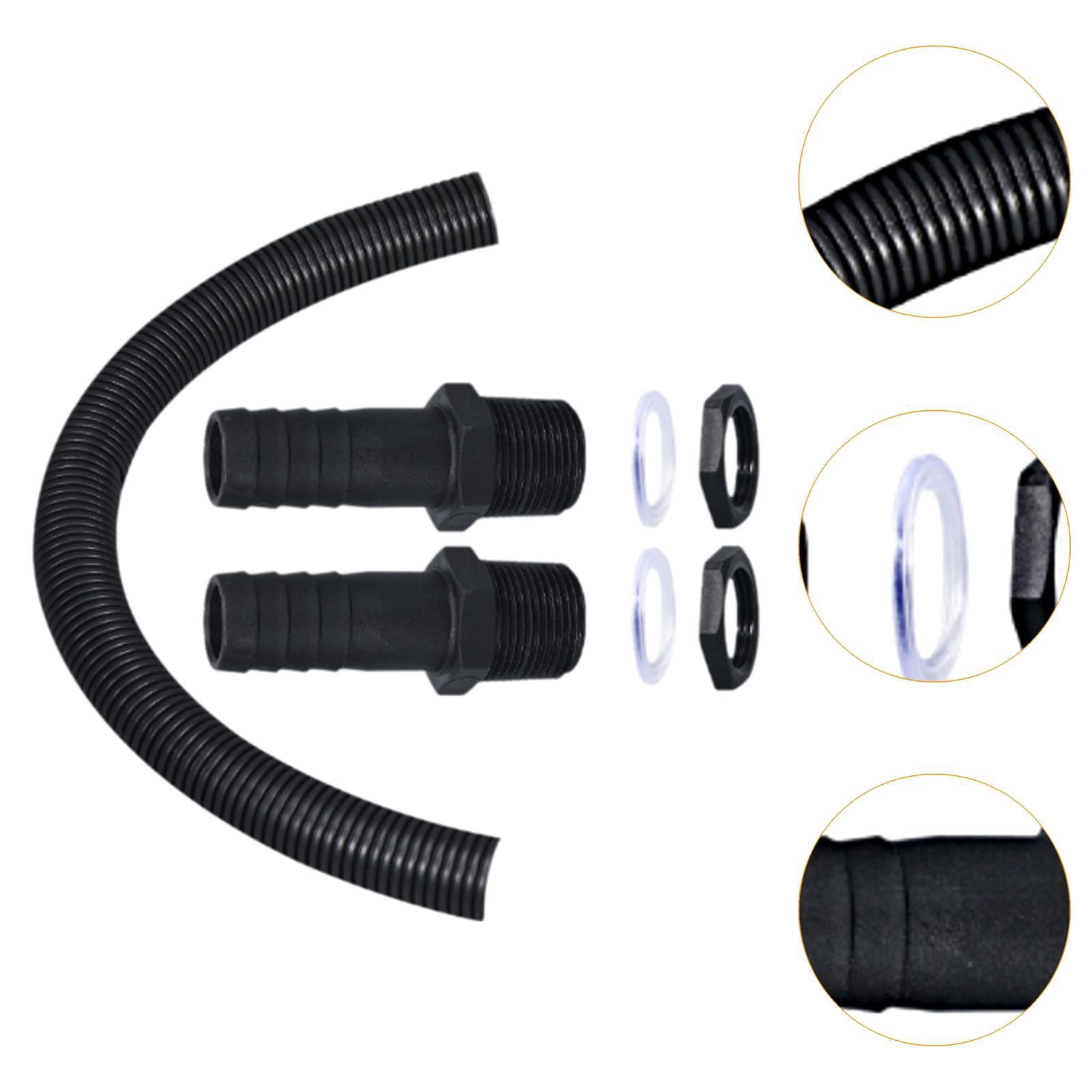 oshhni Rain Barrel Connector Kit Balcony Water Storage Tanks Joining Lawn with Hose Black