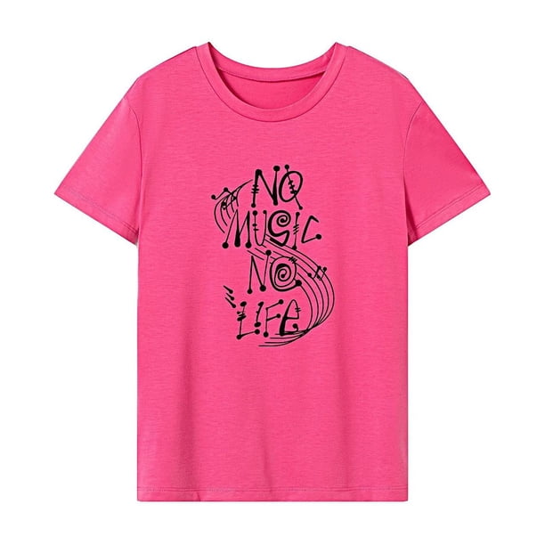 Camiseta de verano para mujer, ropa de calle, Tops de verano con cuello redondo para mujer, para trabajo de oficina Rosa Rosa