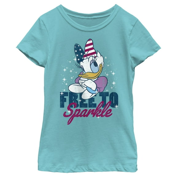 Girl's Mickey & Friends Daisy Duck Free To Sparkle  Graphic Tee Tahiti Blue X Large