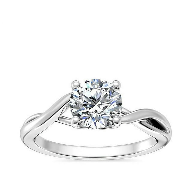 1.00 Carat Excellent Round Cut Real Diamond New Design Solitaire Ring for Wedding Solid 18K White Gold Size 11