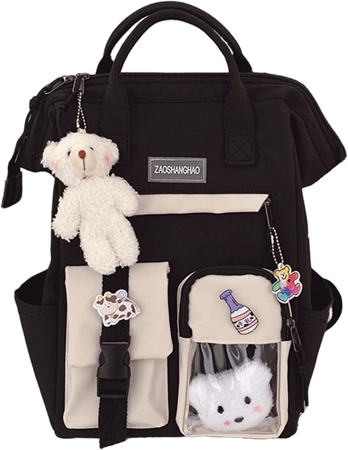 Kawaii Cute Backpack with Bear Pendant & Pins Back To School Supplies