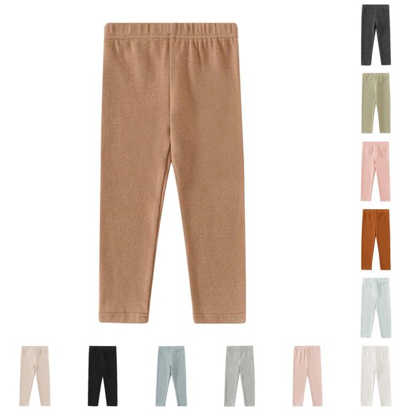 Girls Pants for Baby and Toddler Girls and Boys Autumn Solid Color Elastic Waist Sweatpants with Leggings Warm Pull-On Pants for Everyday Comfort and Cozy Wear