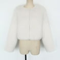 thumbnail image 5 of BXJX Womens Ladies Warm Faux Furry Short Jacket- Casual Soft Fashion Winter Round Neck Outerwear Top White Size M, 5 of 7