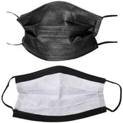 Disposable Ear Loop Face Masks (600 ct) - Black/White layer 4-Ply