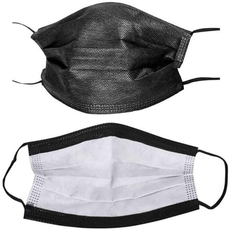 Disposable Ear Loop Face Masks (600 ct) - Black/White layer 4-Ply