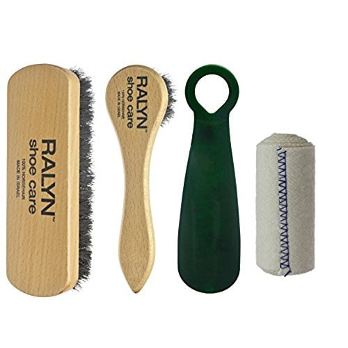 Shoe Shine Kit Bristle Hair Brush Dauber Applicator Buffing Cloth Shoe Polish LP 