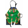 thumbnail image 1 of Poker Apron, Cartoon Style Illustration of Gambling Game with Chips and Playing Cards, Unisex Kitchen Bib with Adjustable Neck for Cooking Gardening, Adult Size, Dark Grey Forest Green, by Ambesonne, 1 of 4