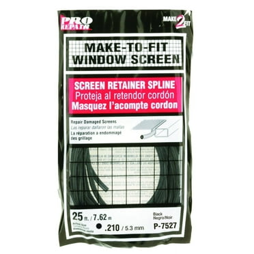Make-2-Fit P 7527 Screen Retainer Spline, 0.210 in D, 25 ft L, Vinyl, Black, Round