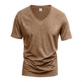 thumbnail image 5 of Qwertyu Men's T-Shirts Short Sleeve V Neck Shirts Summer Casual Classic Basic Tee Shirts Brown L, 5 of 5