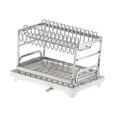 thumbnail image 2 of Escurreplatos de 2 niveles, gran capacidad, con escurridor, resistente a corrosión, colador estable, organizador de cocina y almacenamiento., 2 of 8