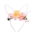 thumbnail image 2 of Diadema de corona de Pascua con orejas de conejo, diadema floral estilo bosque, accesorio para el cabello con flores artificiales. Diadema de plástico., 2 of 6