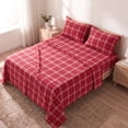 thumbnail image 5 of Regency Heights Queen Size Cotton Flannel Sheet Set, 4-Piece Flannel Bed Sheets Queen, 100% Cotton Bed Sheets Set with Deep Pocket, Christmas Plaid Red, 5 of 10
