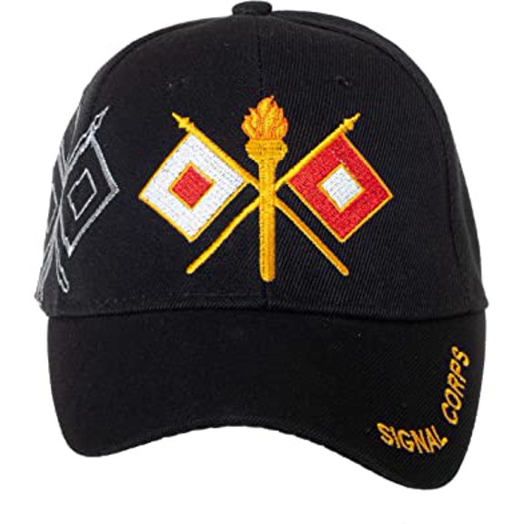 Officially Licensed US Army Signal Corps Embroidered Black Adjustable Baseball Cap