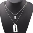 thumbnail image 3 of POINTERTECK Punk Double Layer Lock Link Chain Necklace Padlock Blade Pendant Necklace Women, 3 of 6