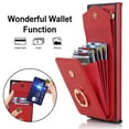thumbnail image 3 of Wallet Case for Samsung Galaxy Note 20 Ultra, Back Card Slots/Bag Magnetic Button Ring Holder Stand Cover with RFID Blocking Wrist Hand Strap Luxury PU Leather Anti-Shocks Case,Red, 3 of 9