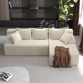 thumbnail image 4 of LAUSAINT HOME 96" Boneless Sectional Sofa, L-Shaped Modular Cloud Couch with Deep Seat & Plush Corduroy Fabric (Beige, Right Facing Chaise), 4 of 8