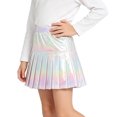 thumbnail image 5 of Girls Cosplay Skirts Holographic Metallic Pleated Mini Skirt Shiny High Waist A-Line Skort For Party Performance, 5 of 8