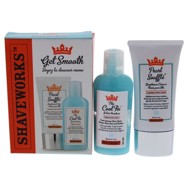 Crema de afeitar Pearl Souffle de 1 oz, loción en gel Cool Fix de 1 oz Shaveworks Shaveworks Get Smooth Duo Crema de afeitar Pearl Souffle de 1 oz, loción en gel Cool Fix de 1 oz Unisex 2Pc