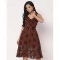 thumbnail image 2 of Moomaya V Neck Sleeveless Printed Georgette Dress - Women's Summer Dress, 2 of 8