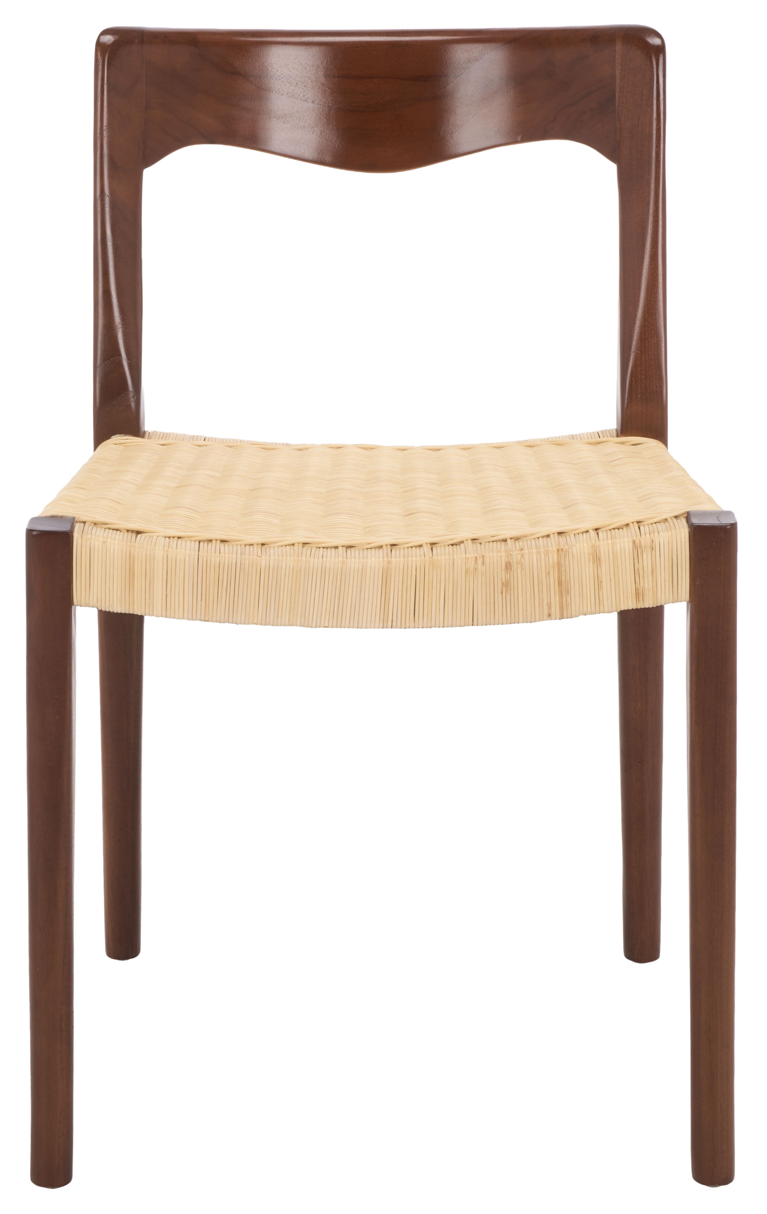 Safavieh Sezja Wicker Scandinavian Wood Dining Side Chair, Walnut/ Natural