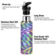 thumbnail image 3 of Yayeee 20oz Insulated Water Bottle Double Wall Stainless Steel with Flip Straw Lid, Green Wavy Pattern, 3 of 7