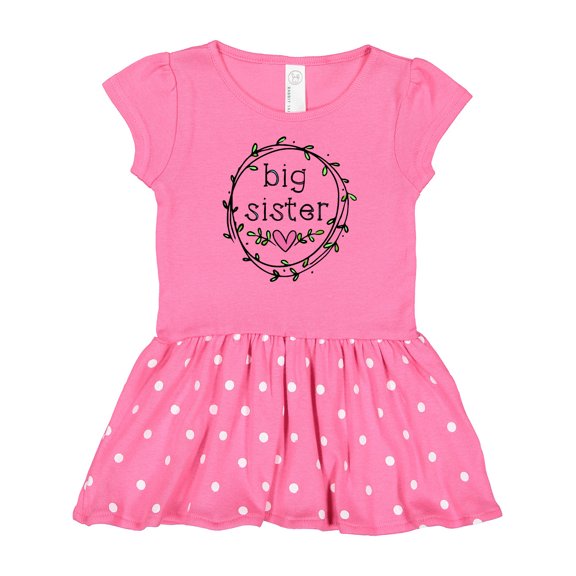 Inktastic Big Sister Leaves, Circle, Heart Gift Baby Girl Dress