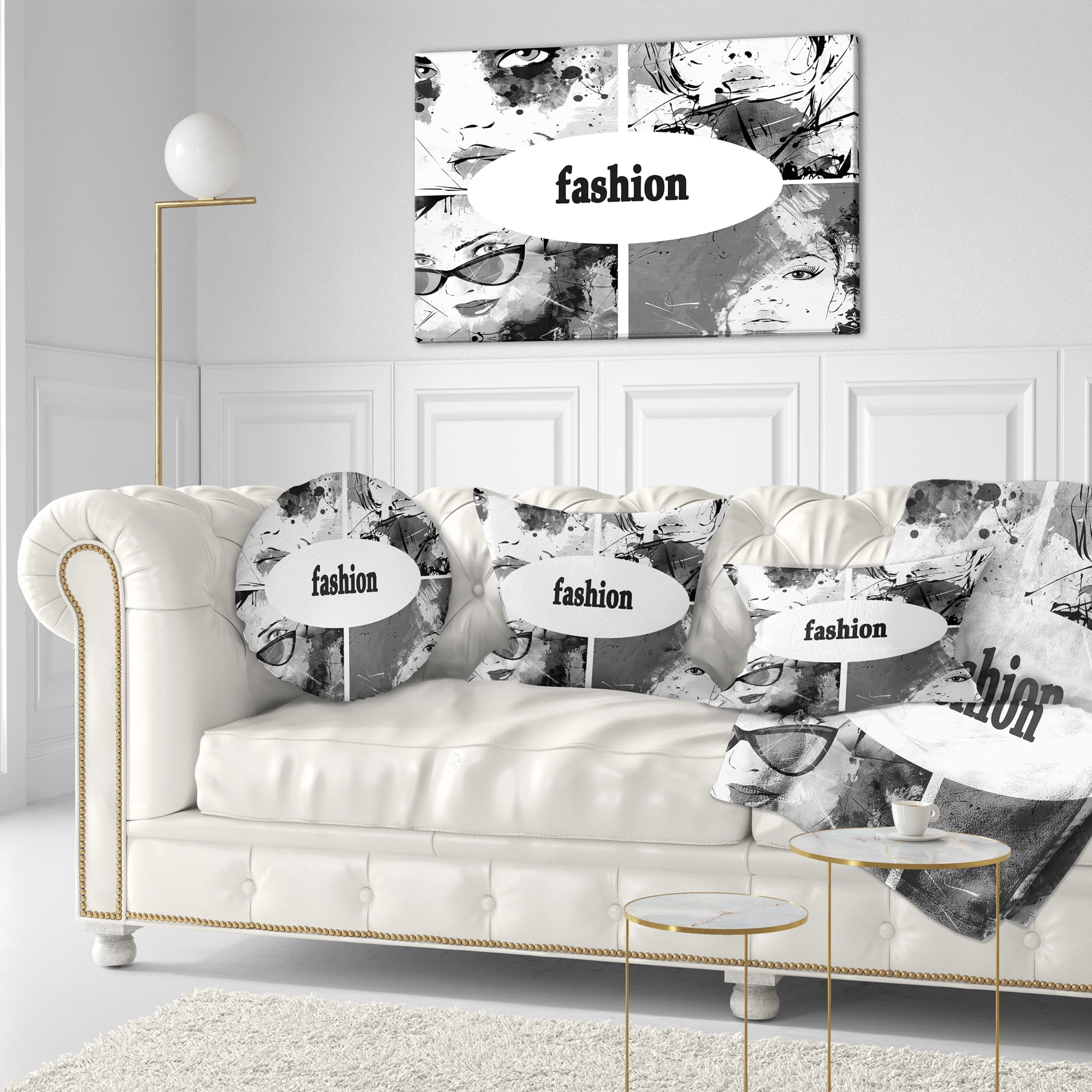 Designart Collage of Girl Faces - Abstract Portrait Throw Pillow - 12x20